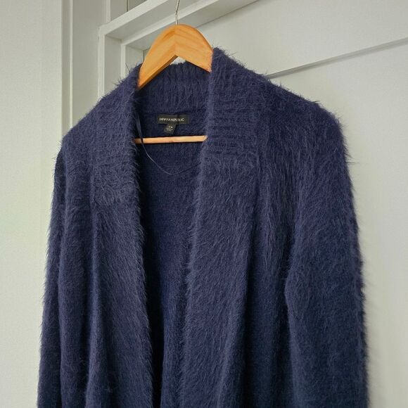Banana Republic Holiday Eyelash Open Long Duster Cardigan in Navy - Picture 2 of 12